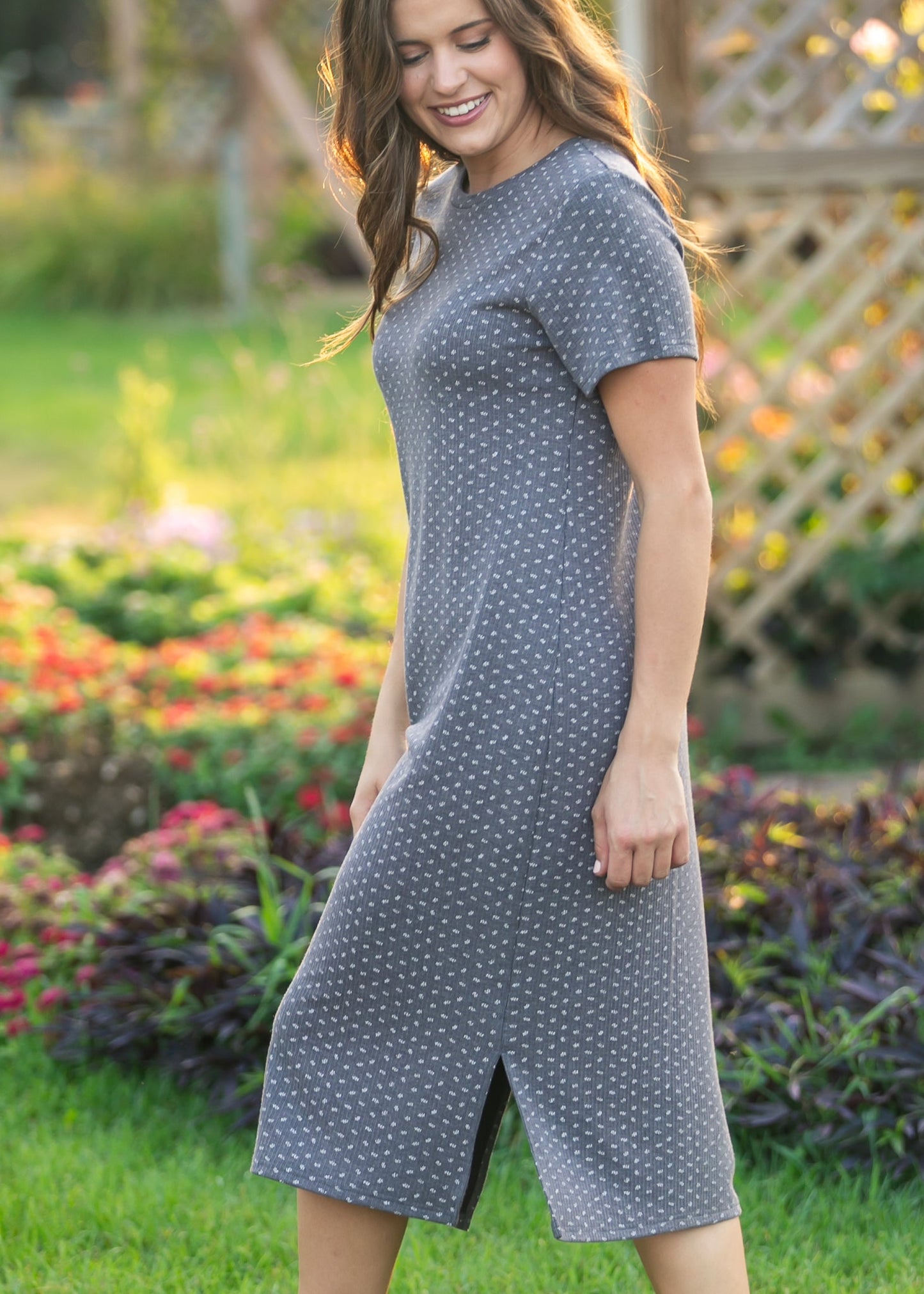 Baylor Floral Ribbed Tee Shirt Dress IC Dresses