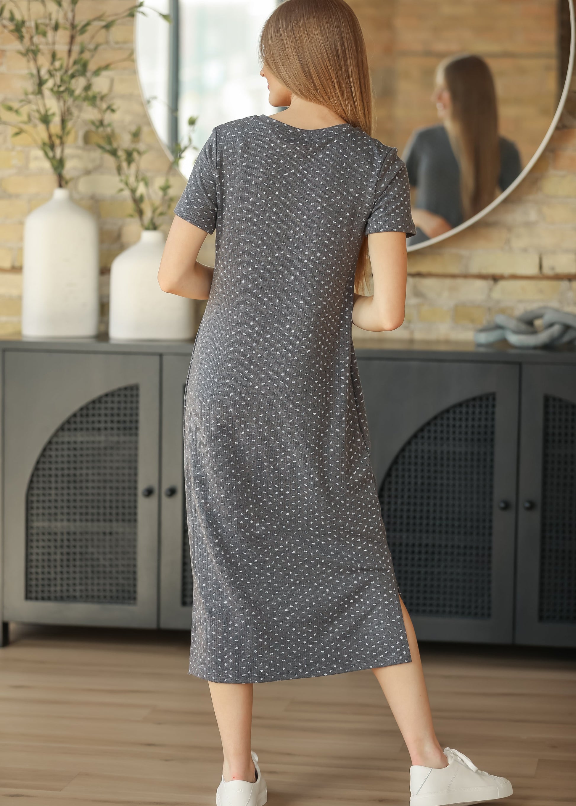 Baylor Floral Ribbed Tee Shirt Dress IC Dresses