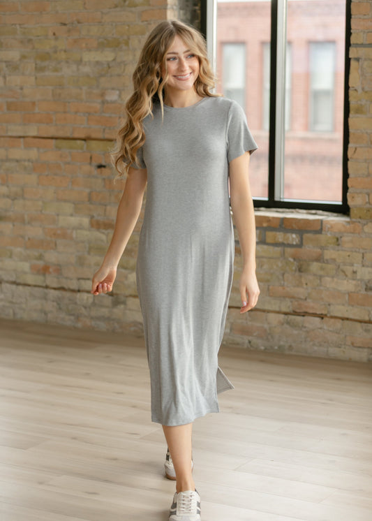 Baylor Gray Ribbed T-shirt Dress IC Dresses