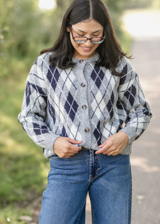 Bec Argyle Button Up Cardigan FF Layering Essentials