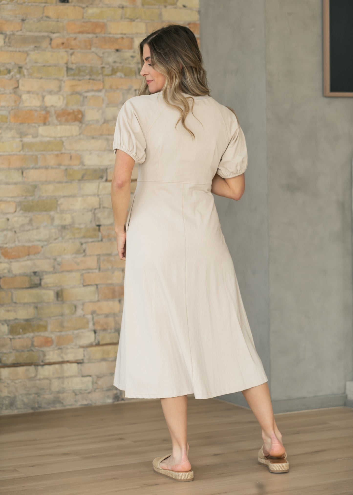 Beige Ribbed Midi Dress FF Dresses