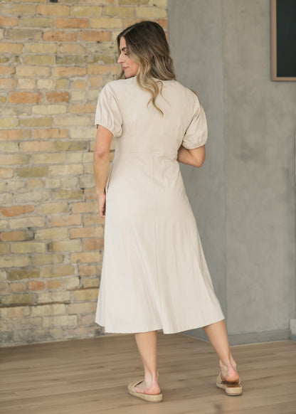 Beige Ribbed Midi Dress FF Dresses