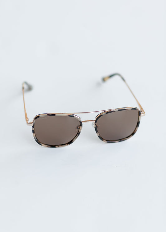 Beige Tortoise Square Aviator Sunglasses Accessories