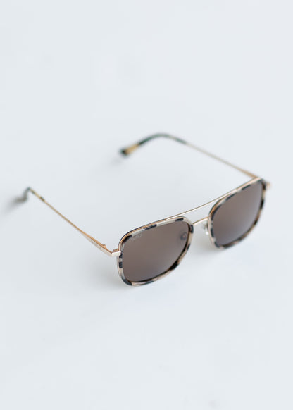 Beige Tortoise Square Aviator Sunglasses Accessories