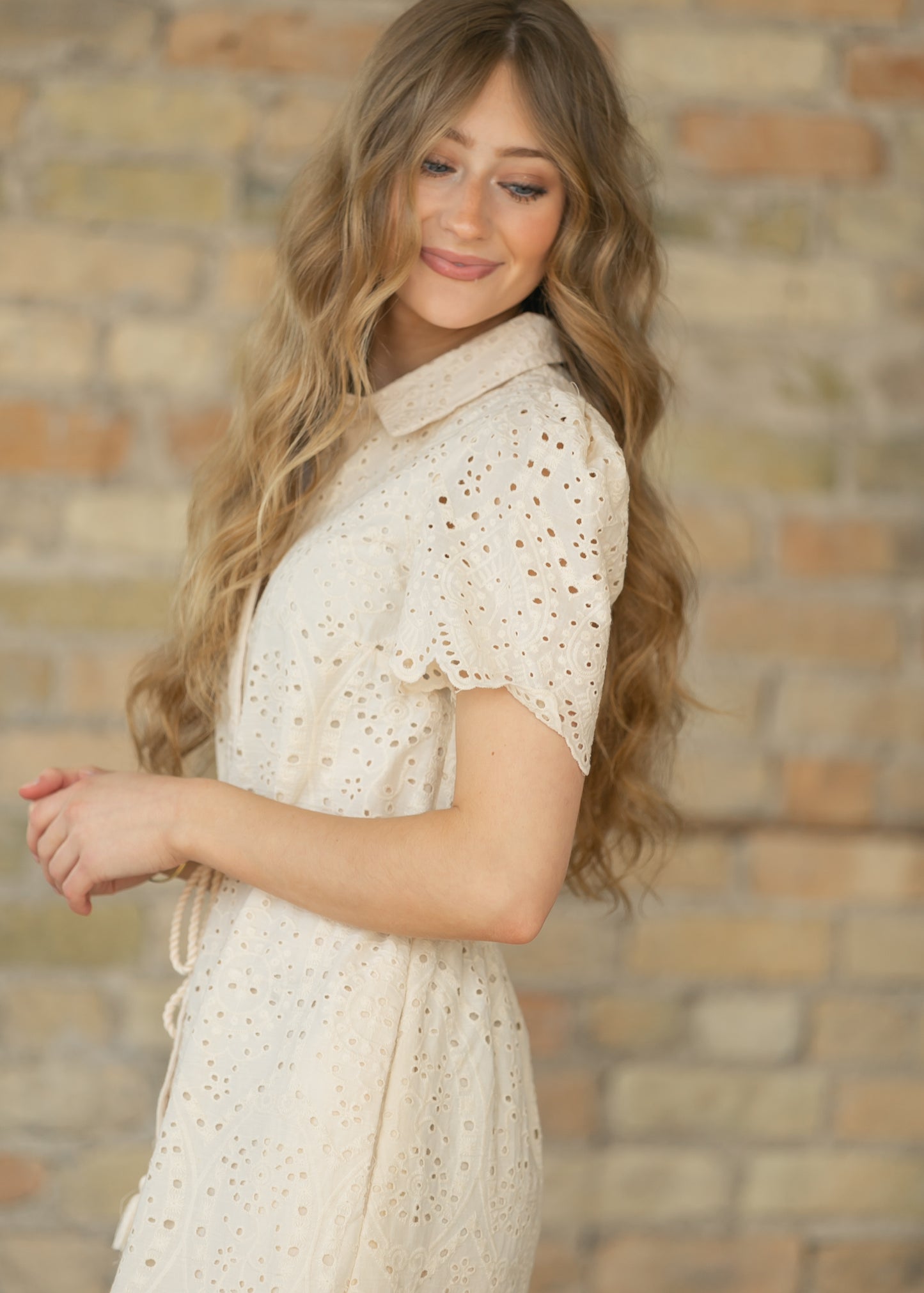Belted Eyelet Shirt Maxi Dress FF Dresses