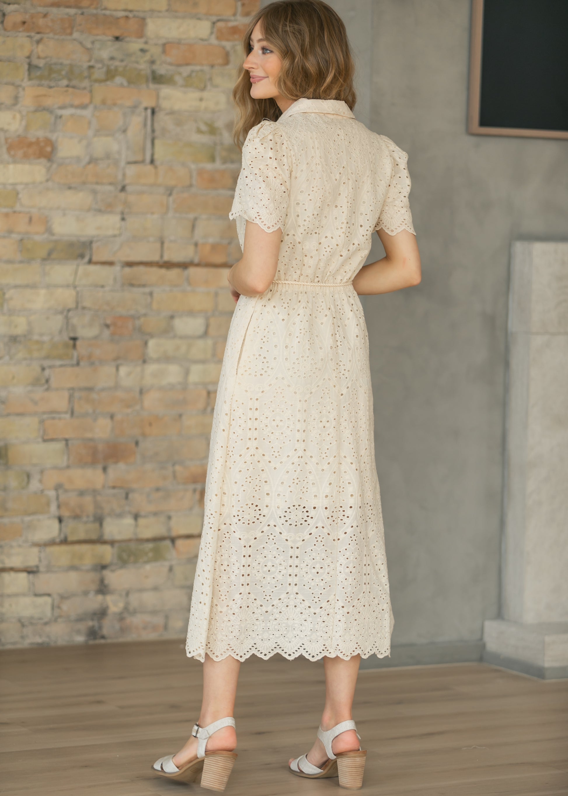 Belted Eyelet Shirt Maxi Dress FF Dresses