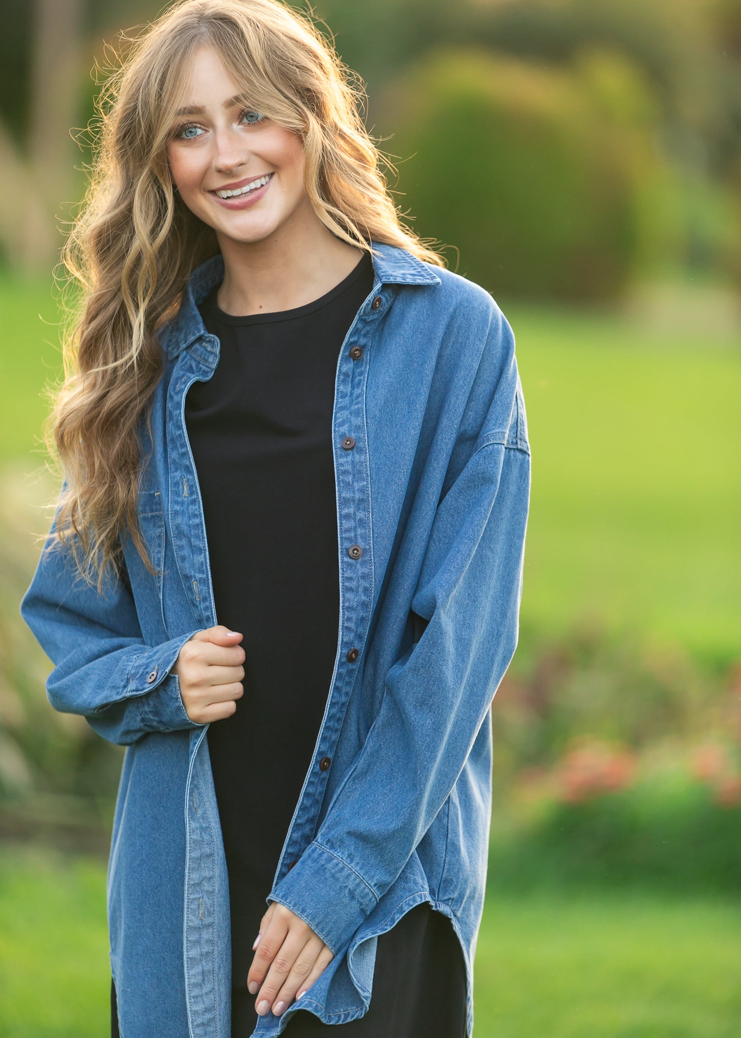 Betty Denim Button Up Top IC Tops