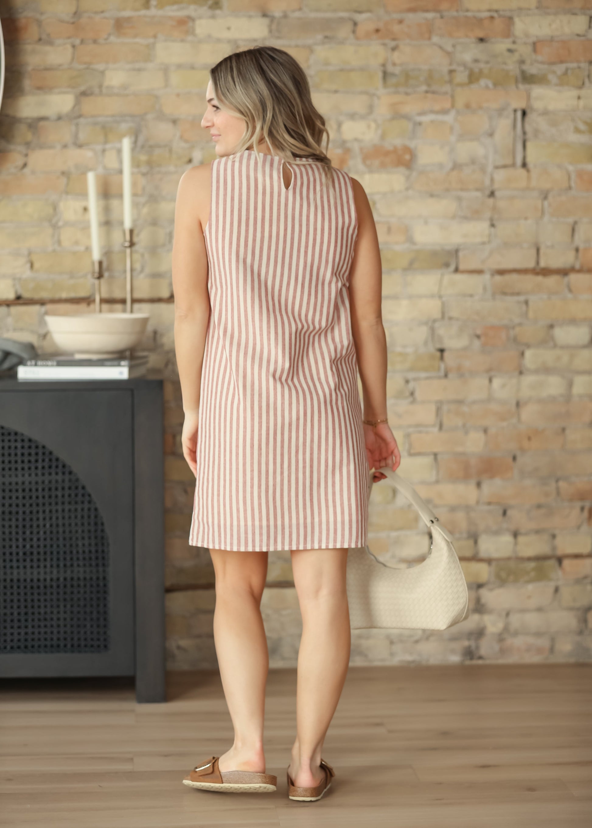 Bex Red Stripe Shift Midi Dress IC Dresses