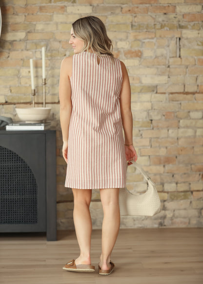Bex Red Stripe Shift Midi Dress IC Dresses