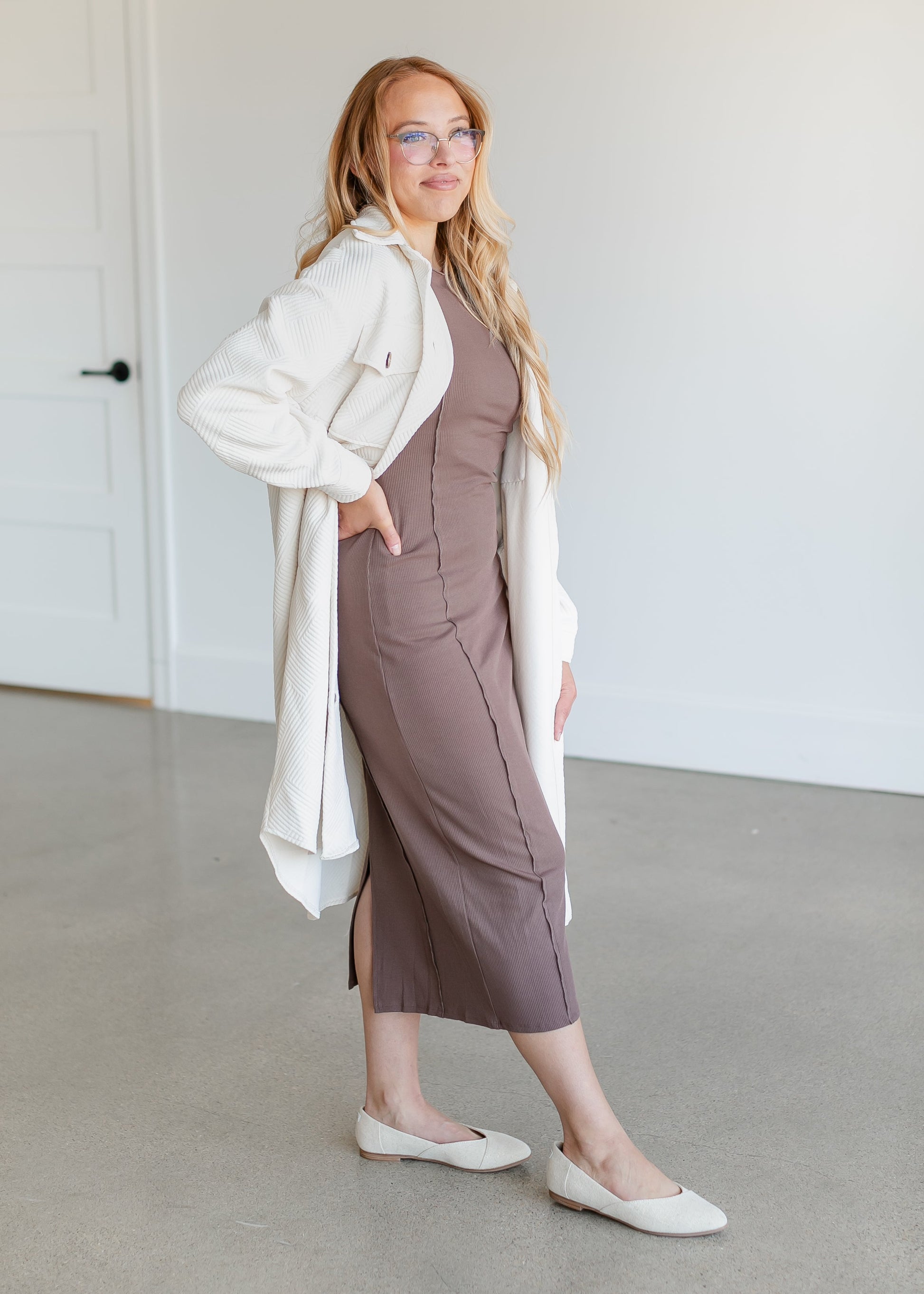 Bina Ribbed Knit Sleeveless Midi Dress FF Dresses