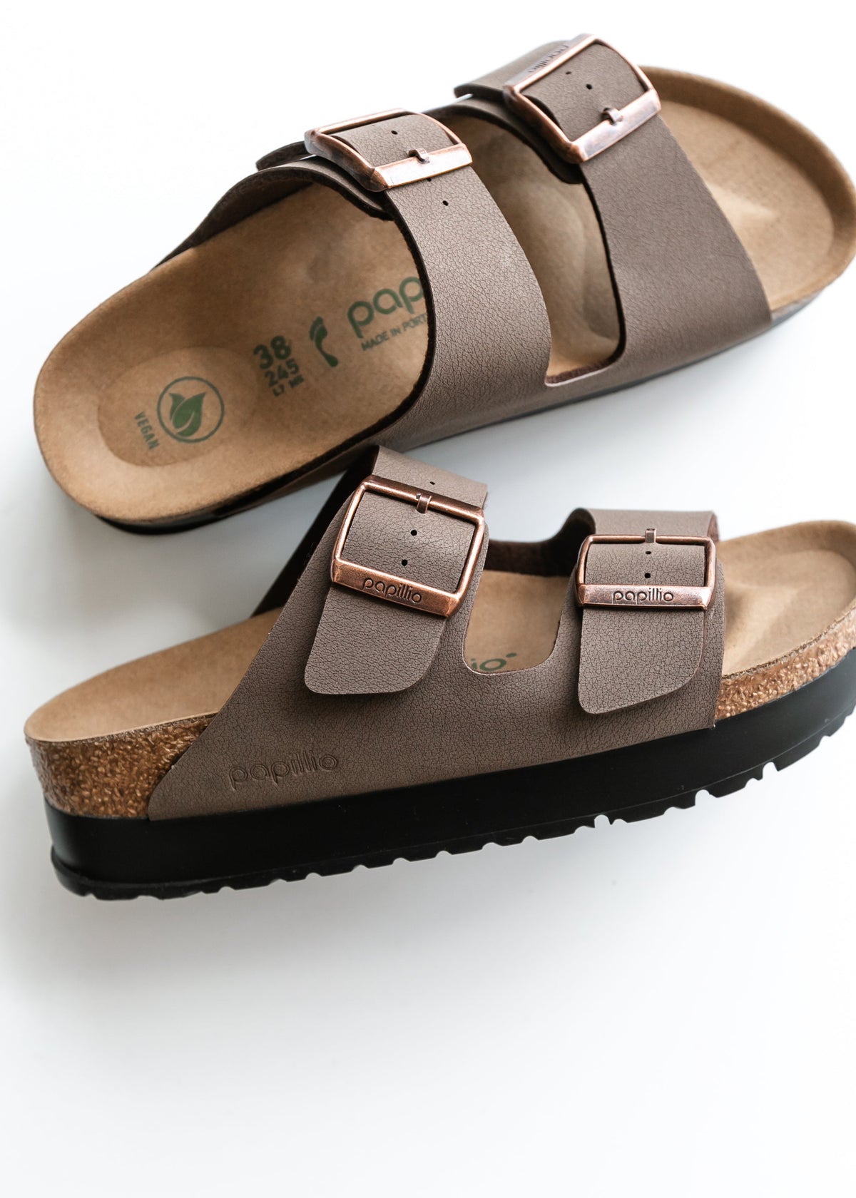 Birkenstock Arizona Vegan Leather Sandals Birkenstock Arizona Vegan Big Buckle Eggshell Canvas Rivet Logo main image 2