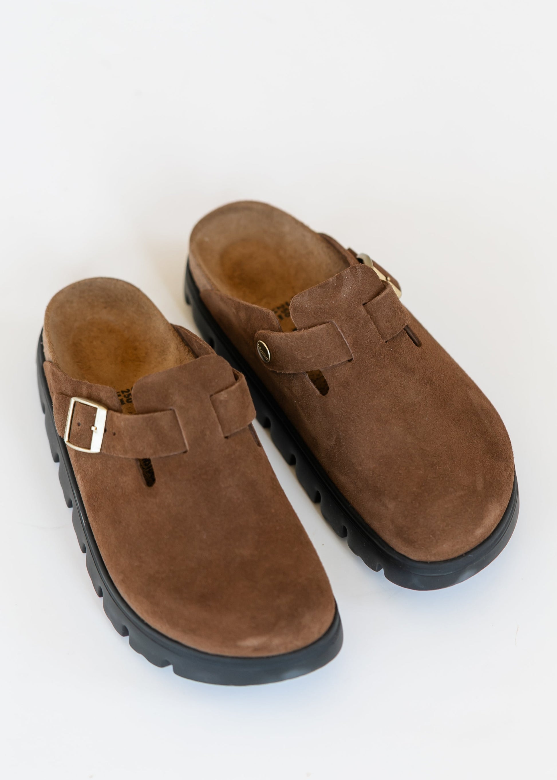 Birkenstock® Dark Tea Suede Boston Chunky Clog Shoes