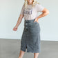 Black Denim Midi Skirt FF Skirts