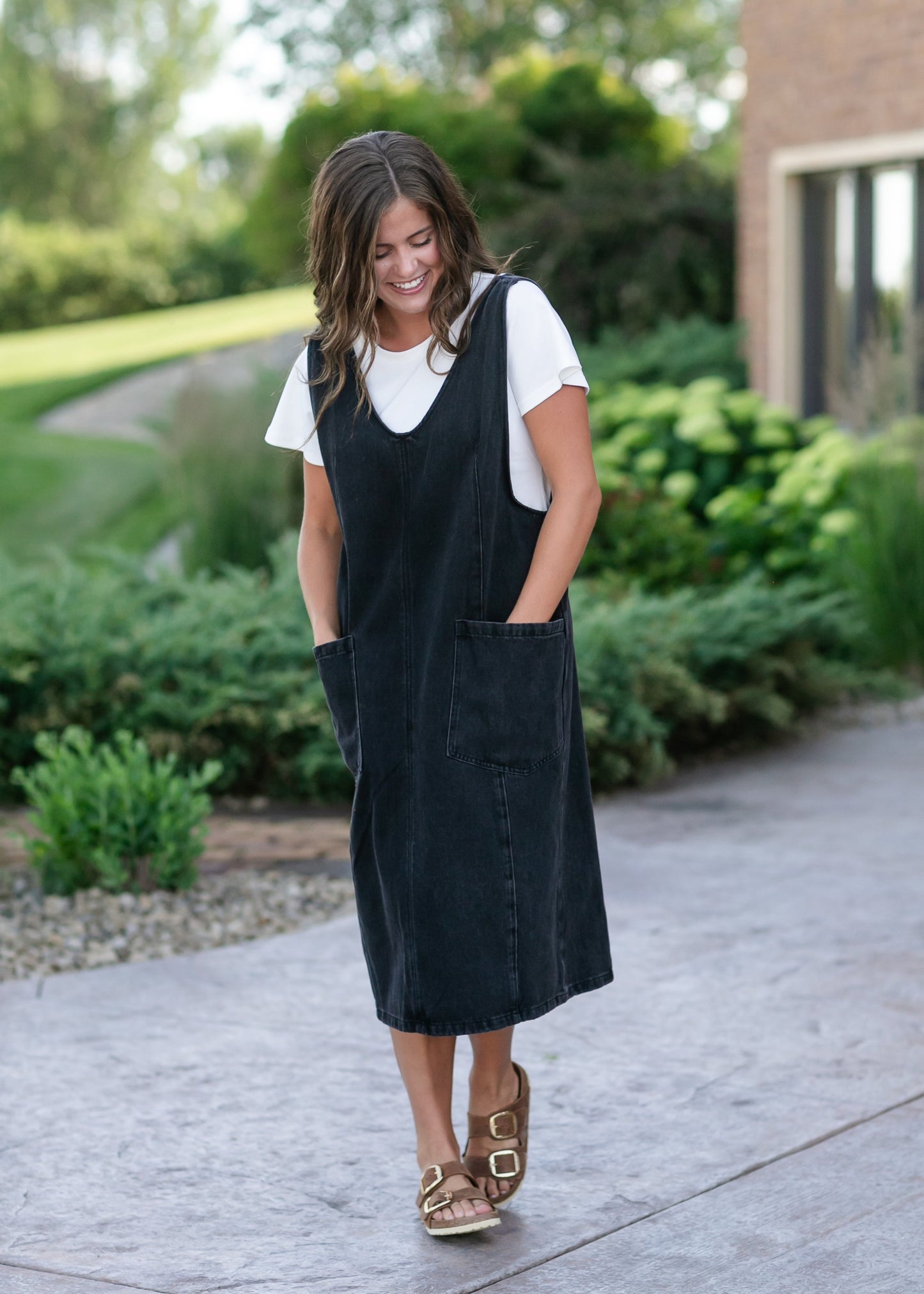 Black Denim Overall Dress FF Dresses