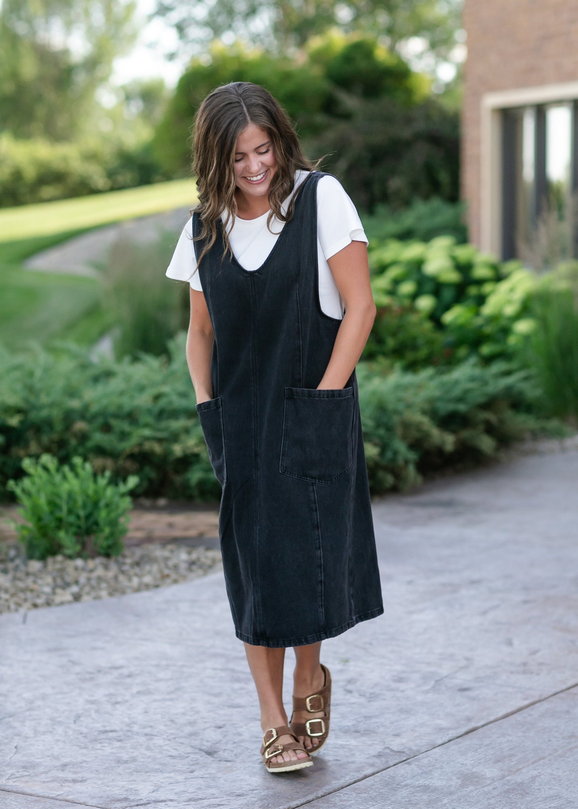 Black Denim Overall Dress FF Dresses