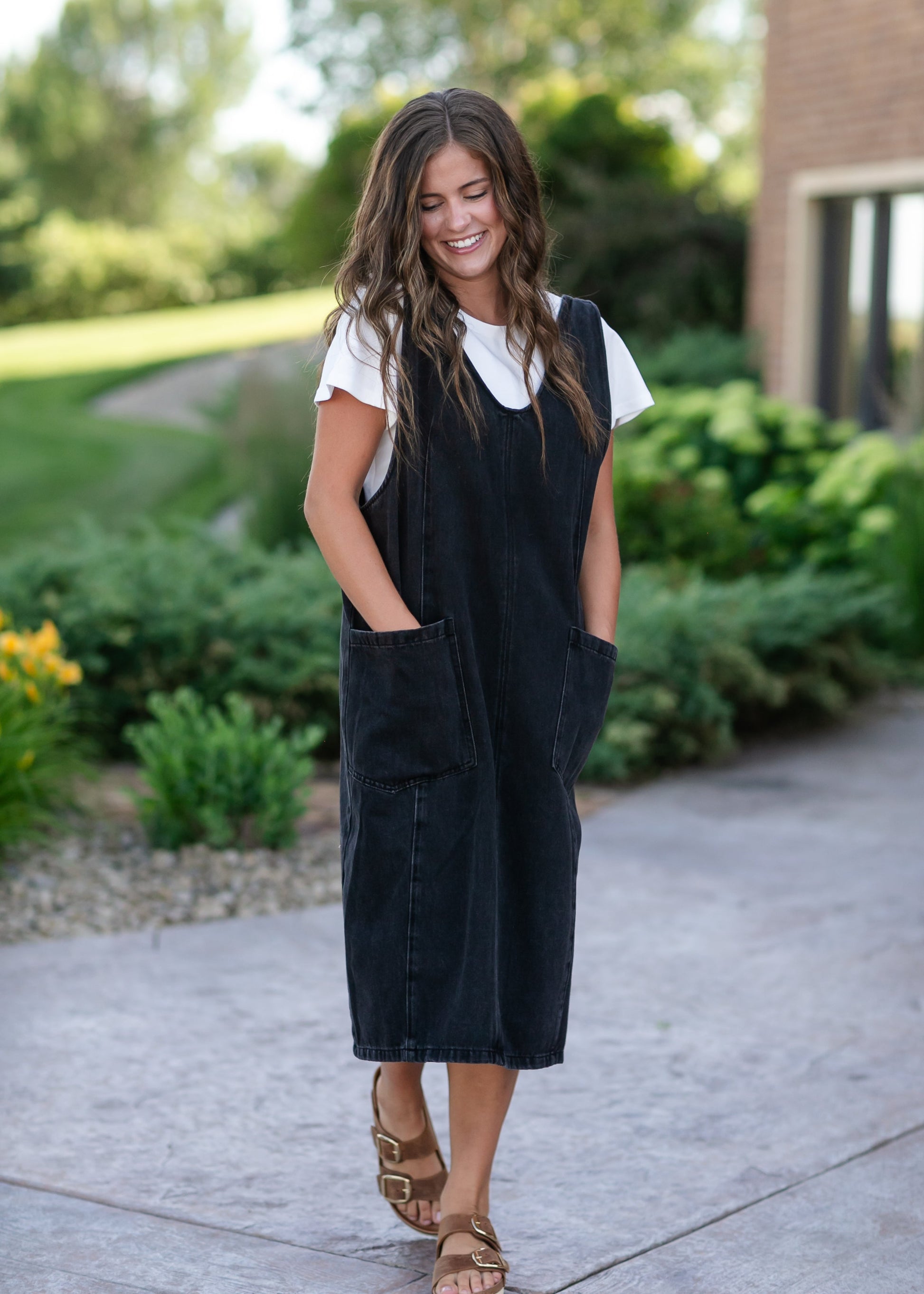 Black Denim Overall Dress FF Dresses