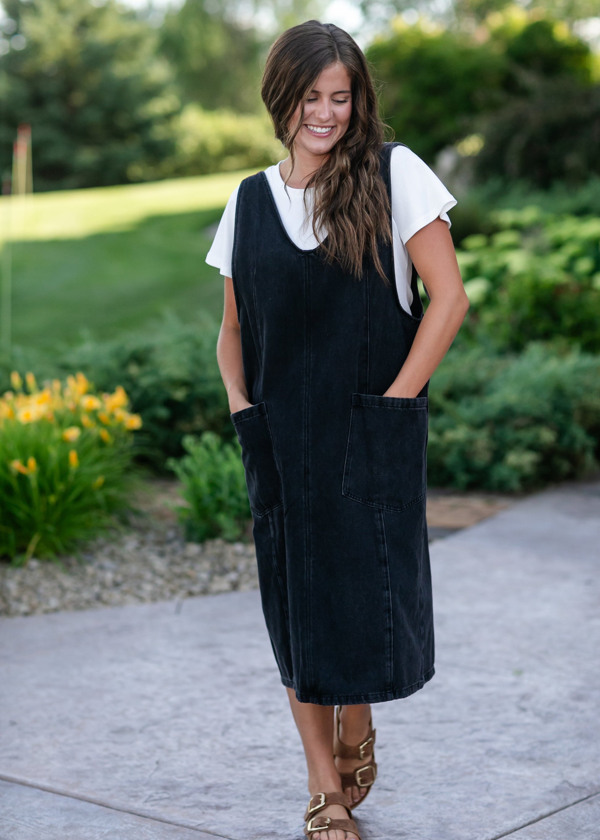 Black Denim Overall Dress FF Dresses
