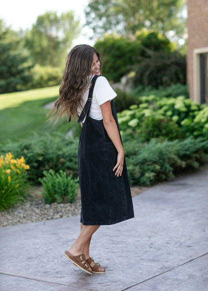 Black Denim Overall Dress FF Dresses