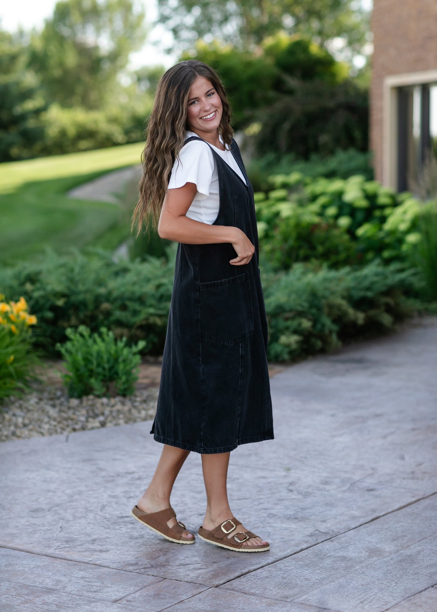 Black Denim Overall Dress FF Dresses