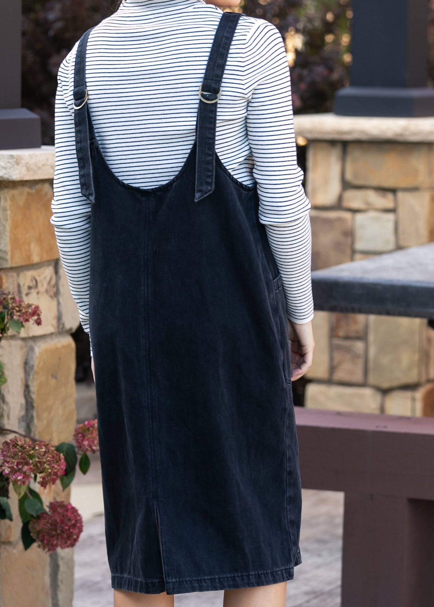 Black Denim Overall Dress FF Dresses