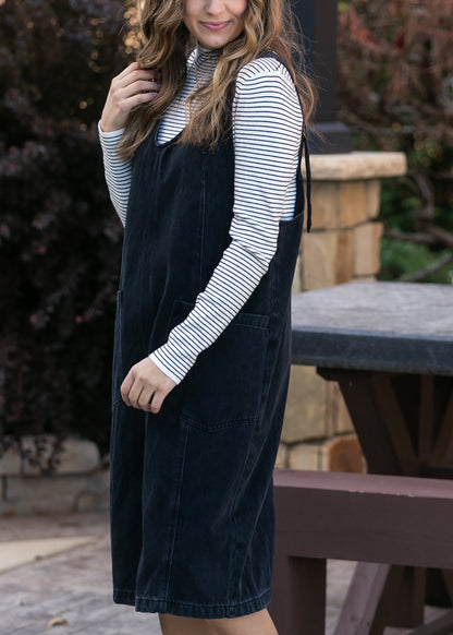 Black Denim Overall Dress FF Dresses