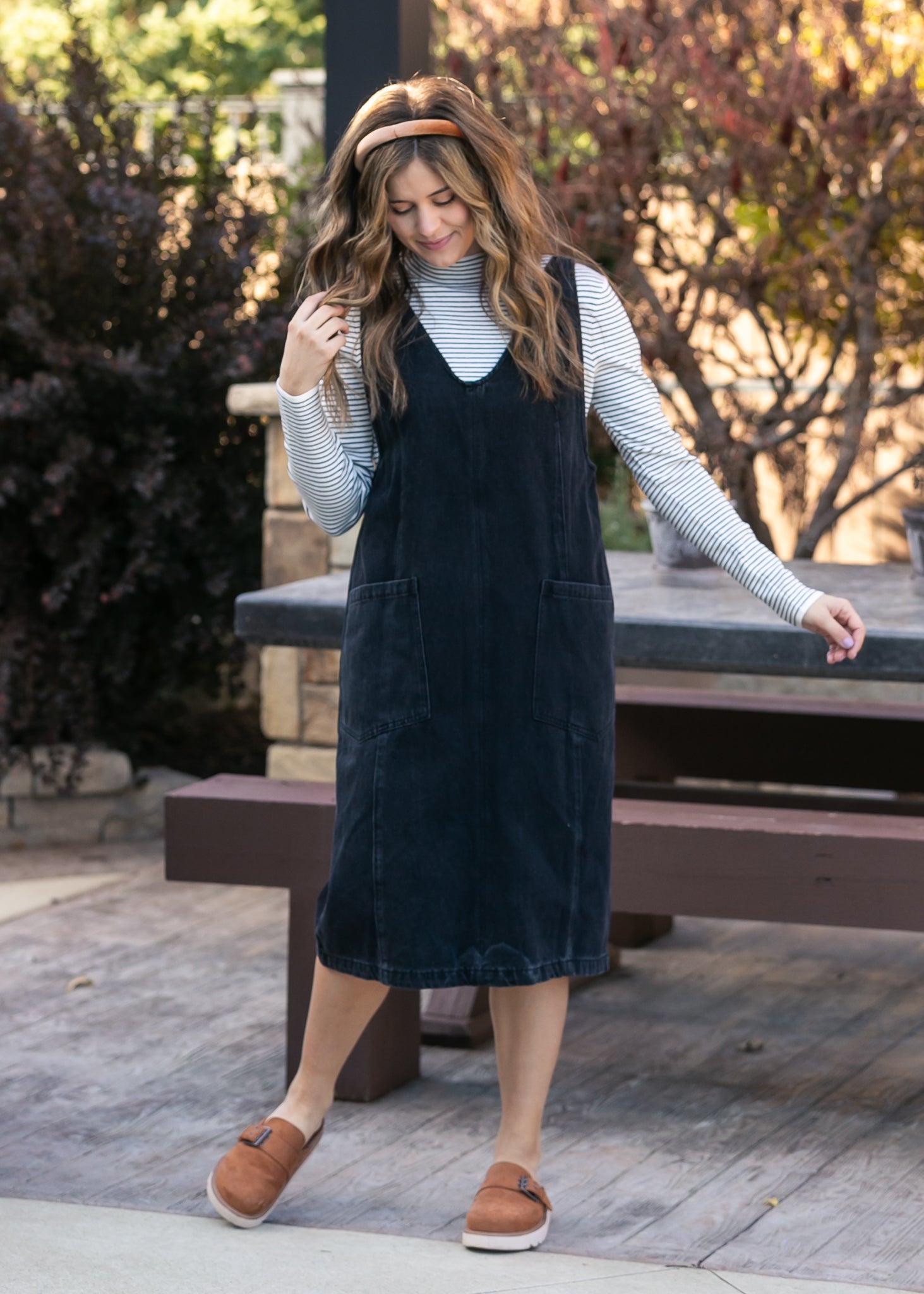 Black Denim Overall Dress FF Dresses