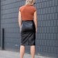 Black Faux Leather Midi Skirt Skirts