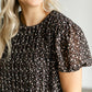 Black Floral Short Sleeve Top FF Tops