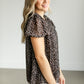 Black Floral Short Sleeve Top FF Tops