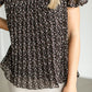 Black Floral Short Sleeve Top FF Tops