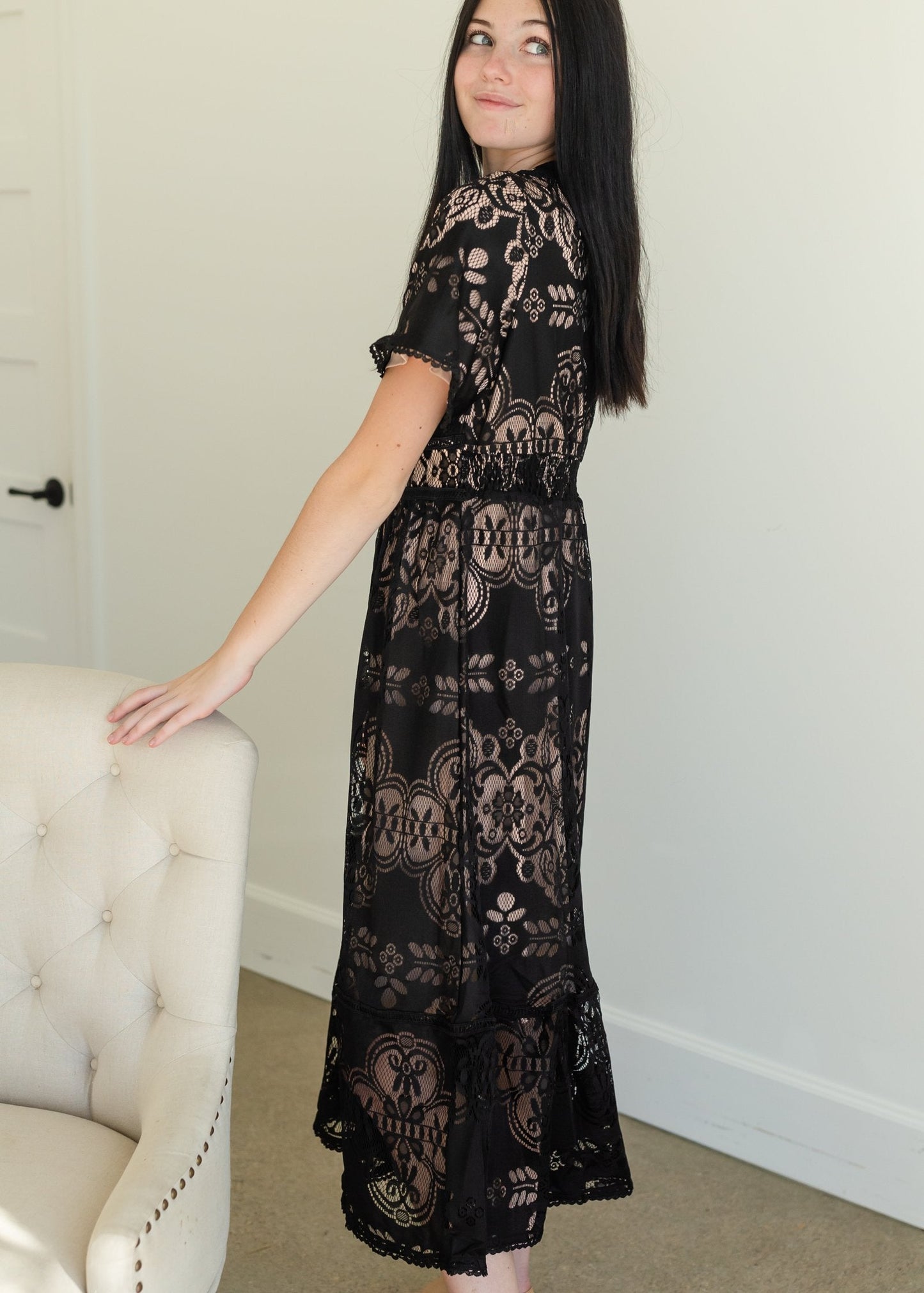 Black Lace Overlay Midi Dress - FINAL SALE FF Dresses