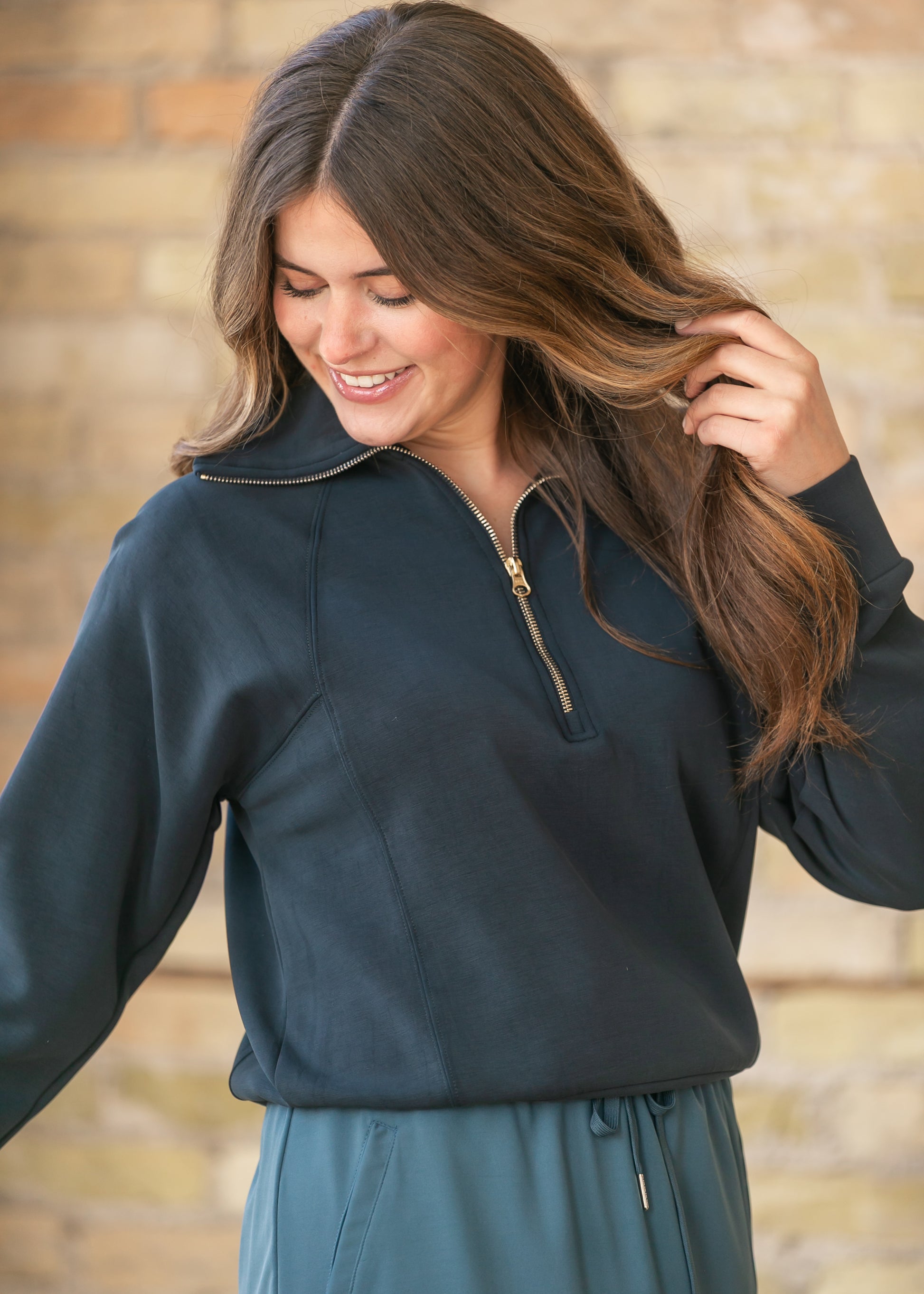 Black Laguna Half Zip Pullover - FINAL SALE FF Tops
