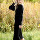 Black Mock Neck Balloon Sleeve Ribbed Midi Dress - FINAL SALE FF Dresses