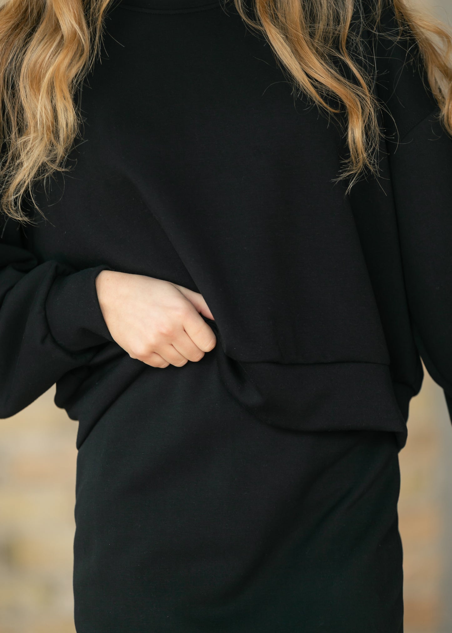 Black Soft Straight Midi Skirt FF Skirts