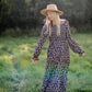 Black Square Neck Smocked Long Sleeve Printed Maxi Dress - FINAL SALE FF Dresses