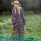 Black Square Neck Smocked Long Sleeve Printed Maxi Dress - FINAL SALE FF Dresses