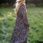 Black Square Neck Smocked Long Sleeve Printed Maxi Dress - FINAL SALE FF Dresses