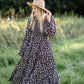 Black Square Neck Smocked Long Sleeve Printed Maxi Dress - FINAL SALE FF Dresses