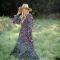 Black Square Neck Smocked Long Sleeve Printed Maxi Dress - FINAL SALE FF Dresses