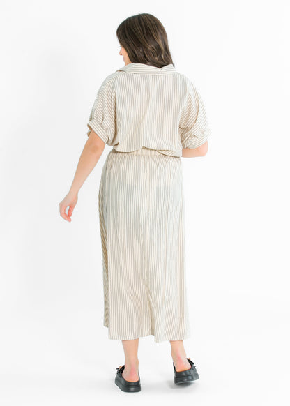 Black Striped A-line Midi Skirt FF Skirts