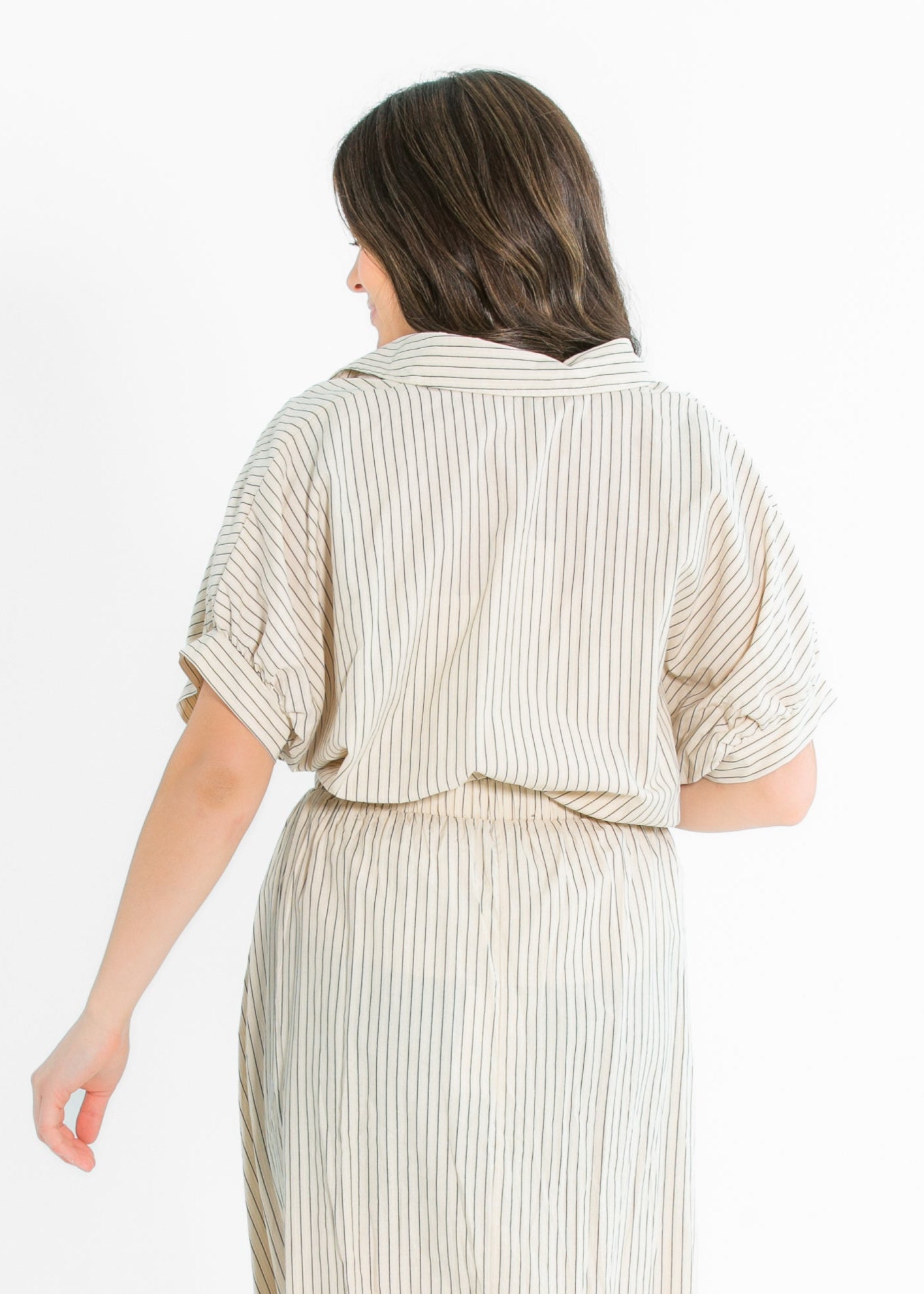 Black Striped Button-Up Top FF Tops