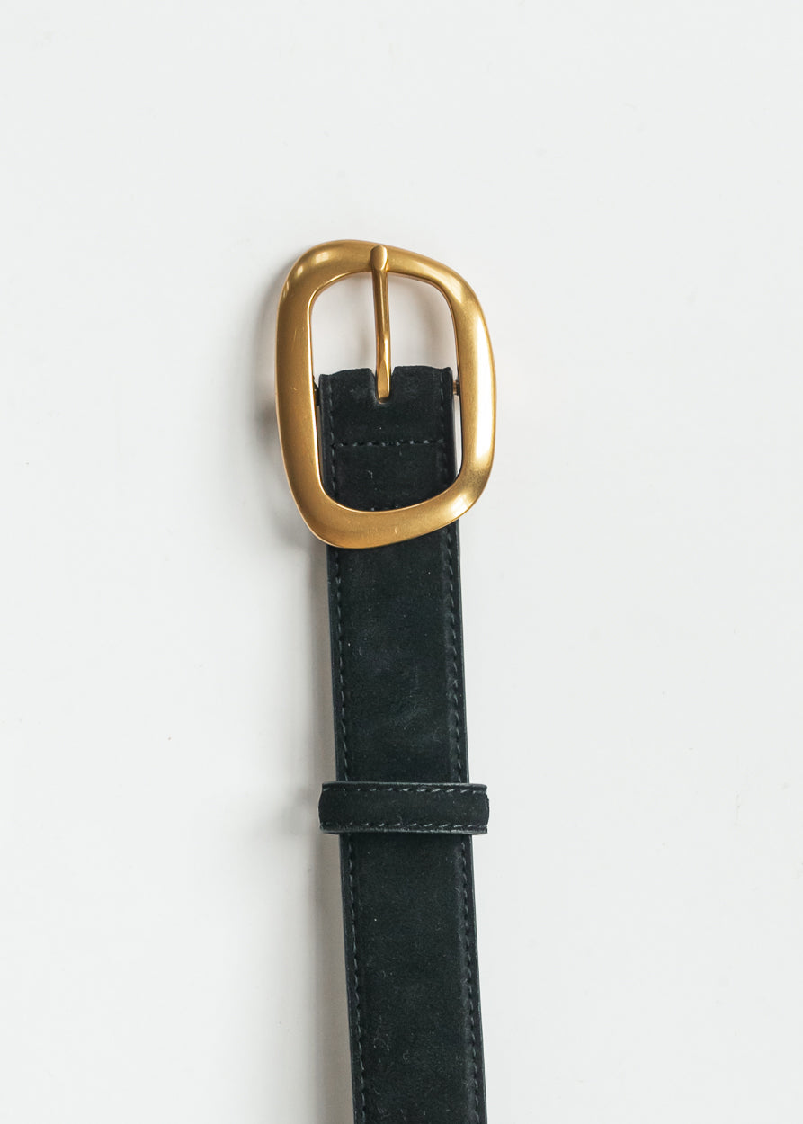 Black Suede Gold Buckle Belt Accessory