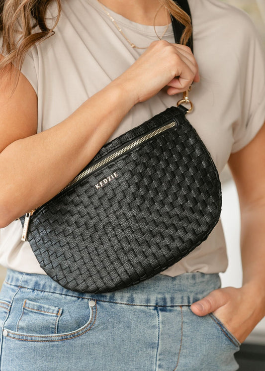 Black Terrace Woven Crossbody Bag Accessory