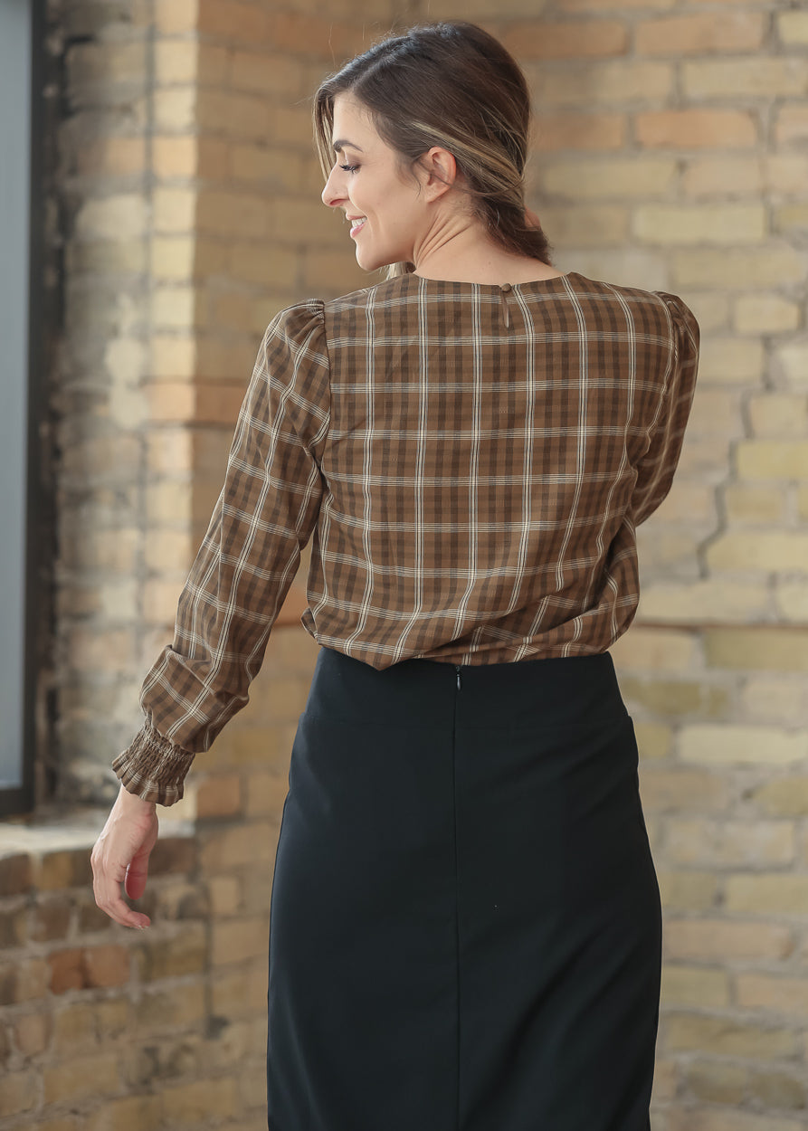 Blake Brown Plaid Long Sleeve Top IC Tops