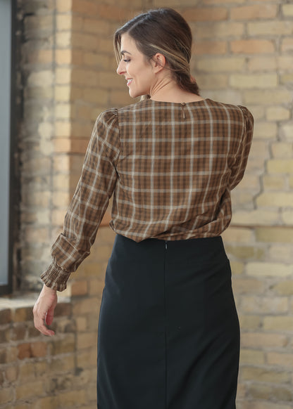 Blake Brown Plaid Long Sleeve Top IC Tops