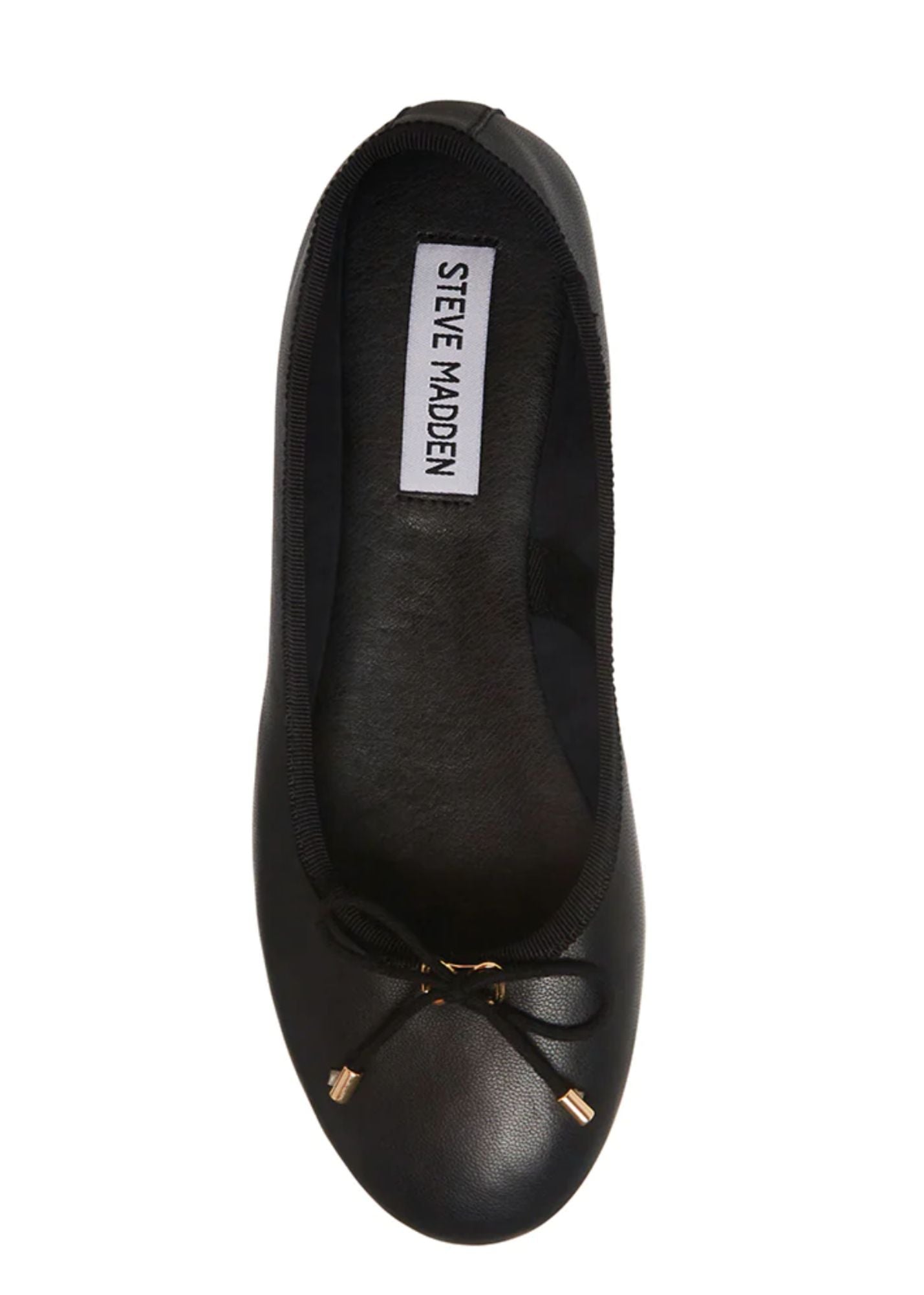 Blossoms Black Leather Flat Shoes