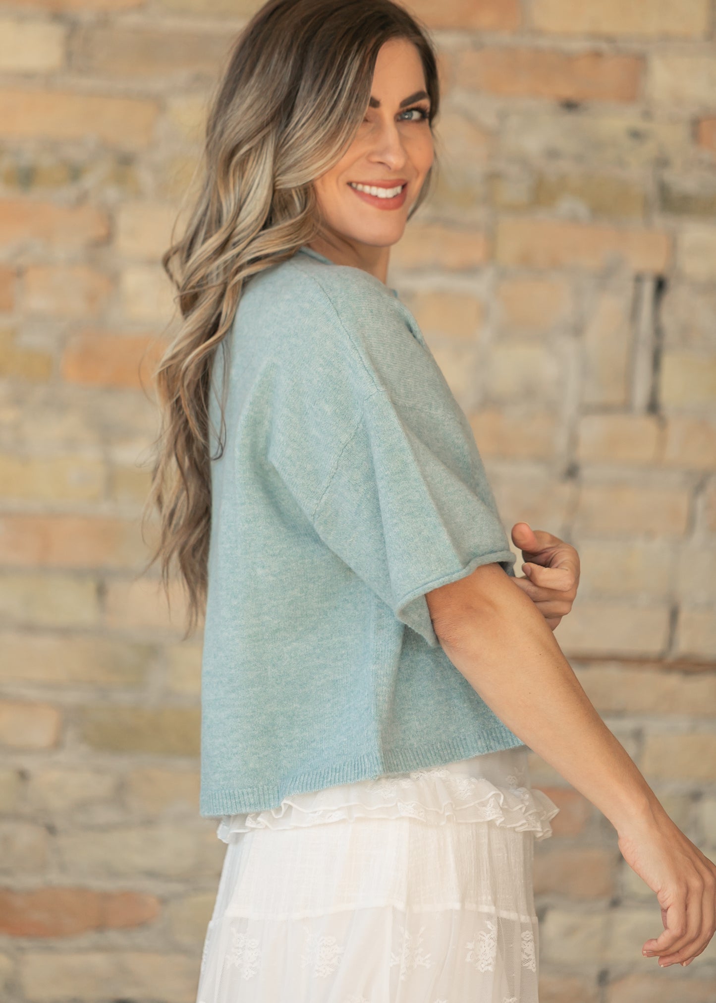 Blue Lightweight Short Sleeve Cardigan FF Layering Essentials