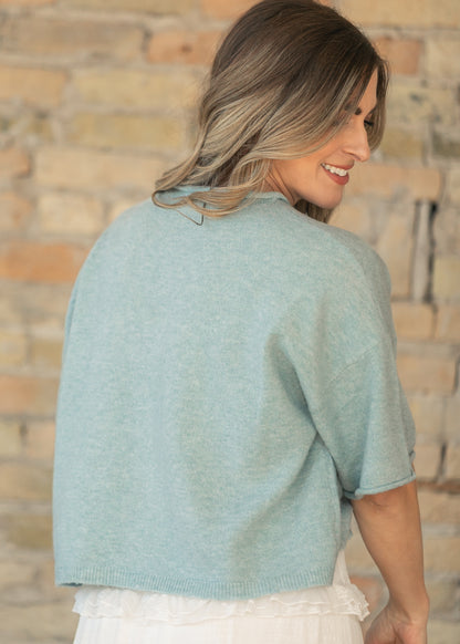 Blue Lightweight Short Sleeve Cardigan FF Layering Essentials