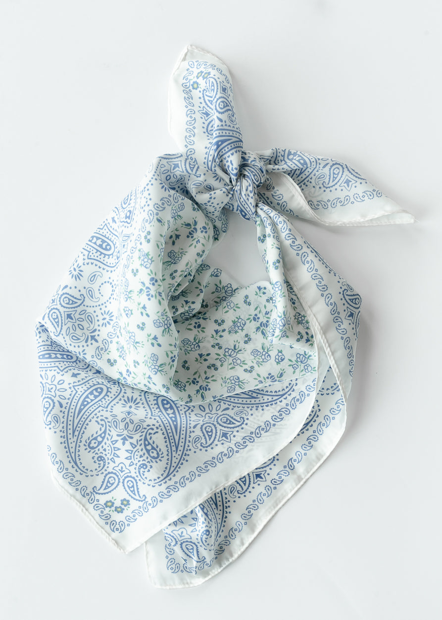 Blue Paisley Floral Bandana Accessory