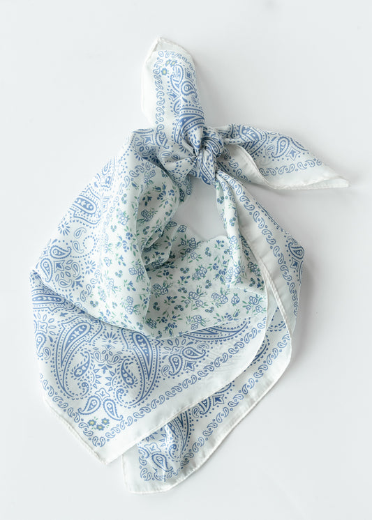 Blue Paisley Floral Bandana Accessory